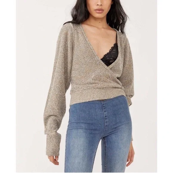 Free People Going for Gold Wrap sweater - Picture 1 of 6